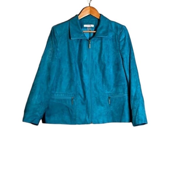 Allison Daley zip up blue blazer coat. Size 16P - Picture 1 of 10